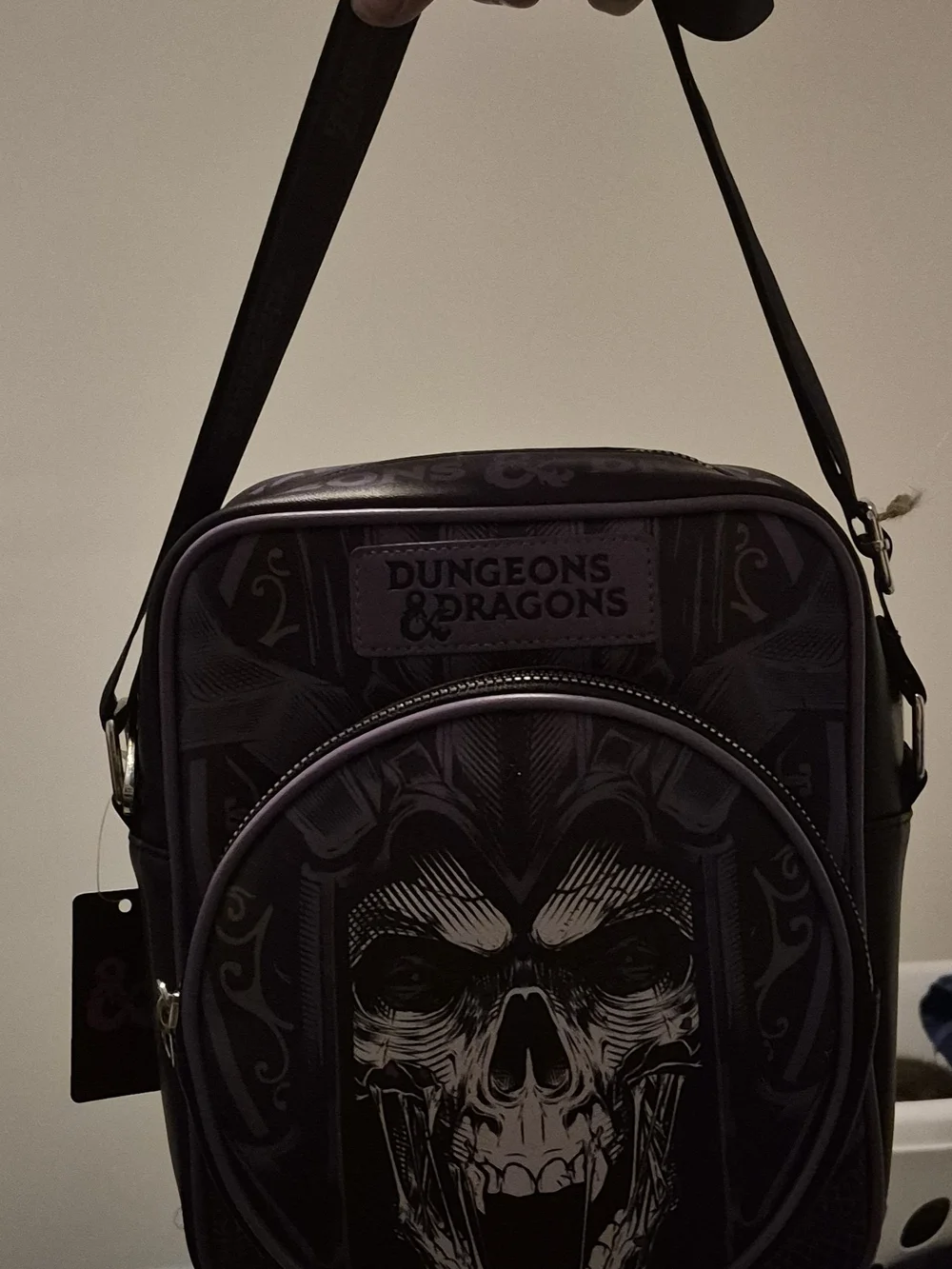 Purple DND Skull Crossbody Bag